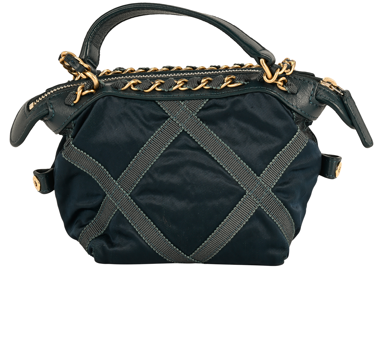 Grosgrain Lifestyle Clutch With Chain, &pound;1,900, Handbags, Blue, Nylon, Back view